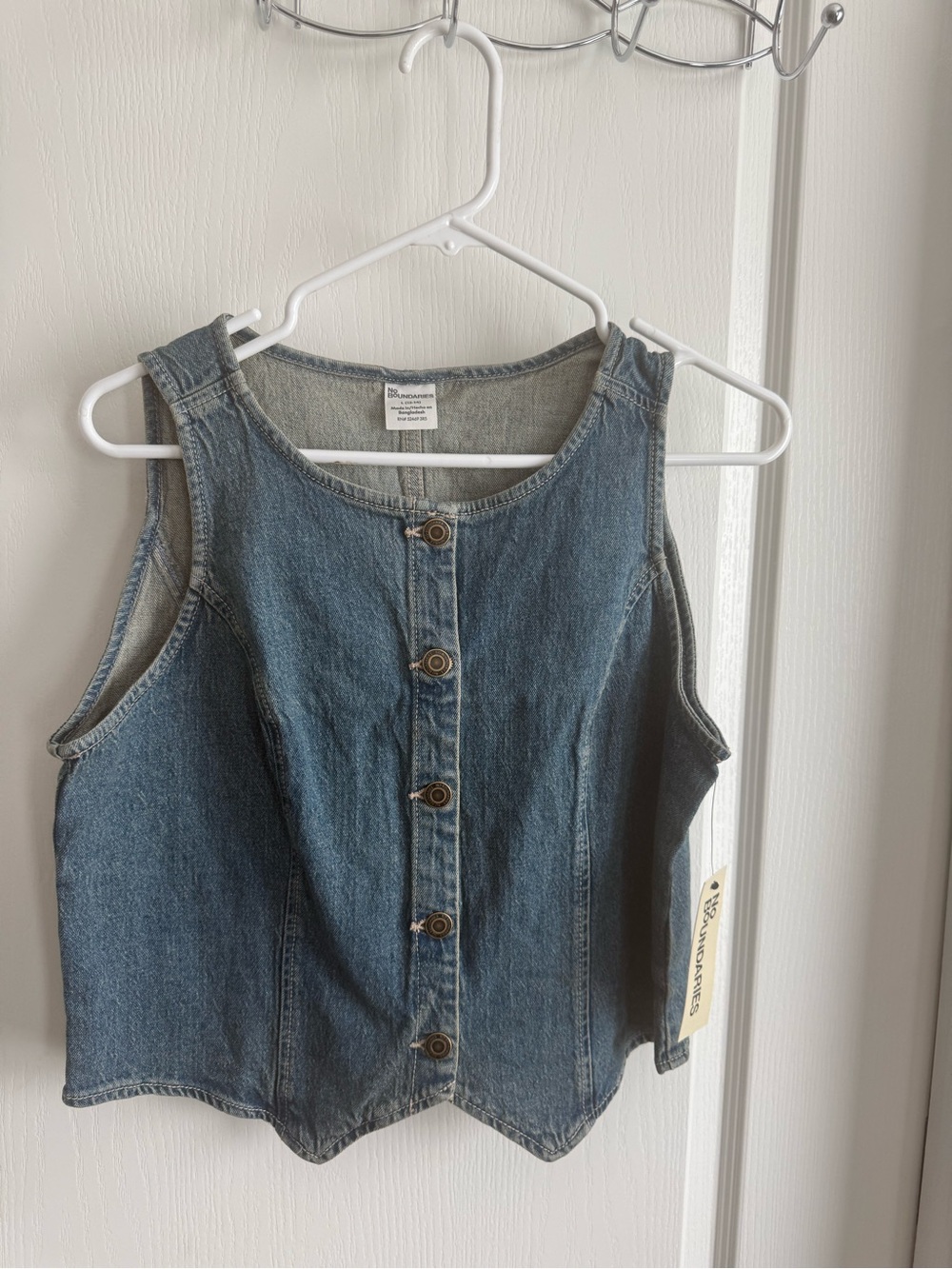 Denim Button-Front Sleeveless top/vest - Blue Jean